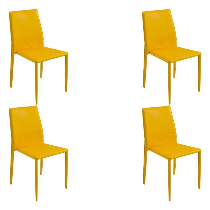 Kit 4 Cadeiras Decorativas Sala E Cozinha Karma Pvc Amarela