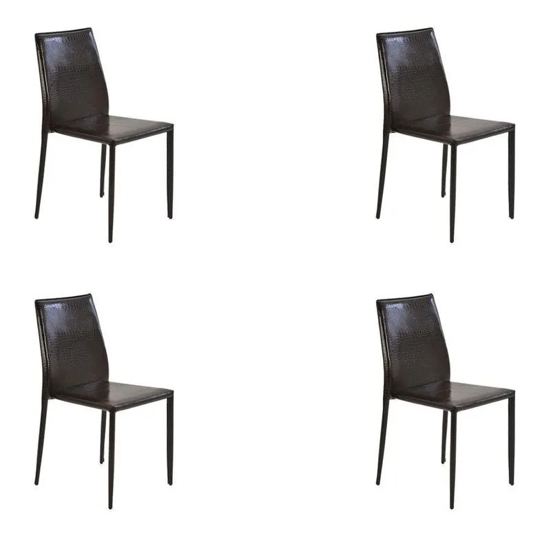 Kit 4 Cadeiras Decorativas Sala E Cozinha Karma Pvc Marrom