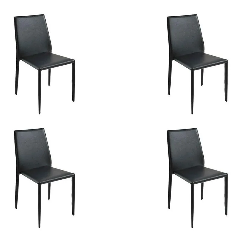 Kit 4 Cadeiras Decorativas Sala E Cozinha Karma Pvc Preta