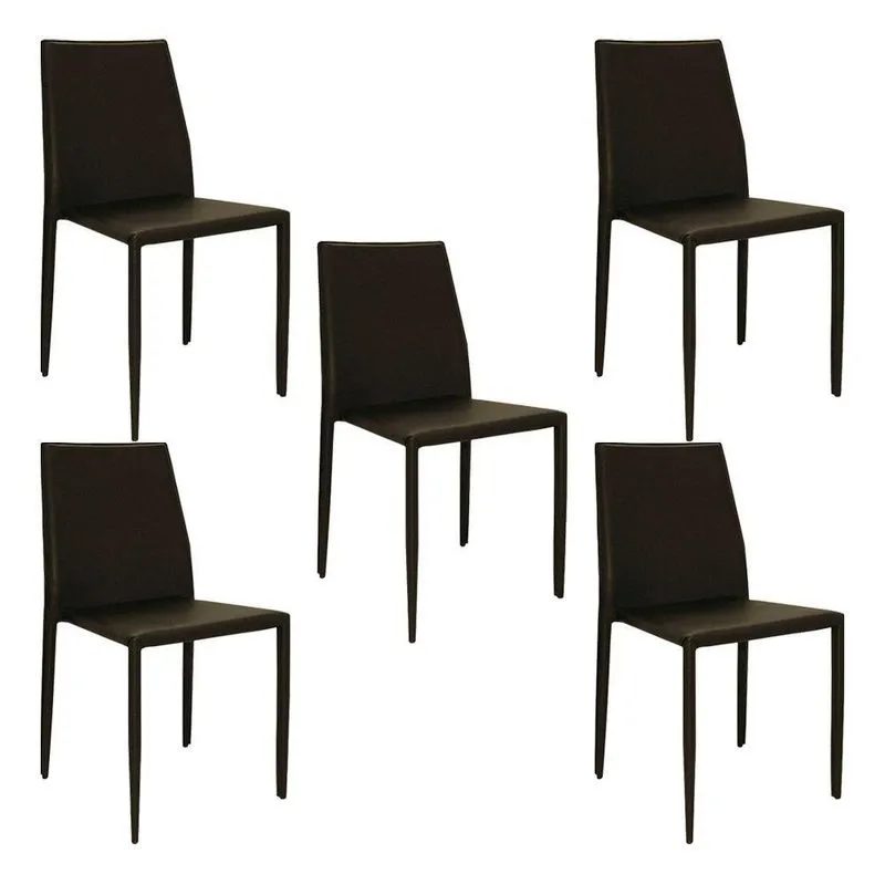 Kit 5 Cadeiras Decorativas Sala e Cozinha Karma Pvc Marrom