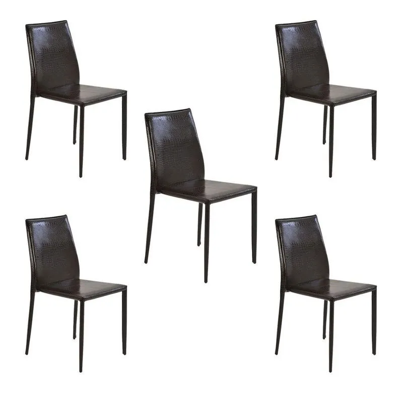 Kit 5 Cadeiras Decorativas Sala E Cozinha Karma Pvc Marrom