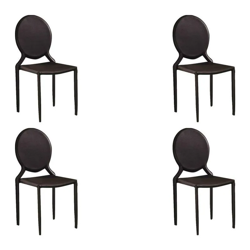 Kit 4 Cadeiras Decorativas Sala E Cozinha Karma Pvc Marrom