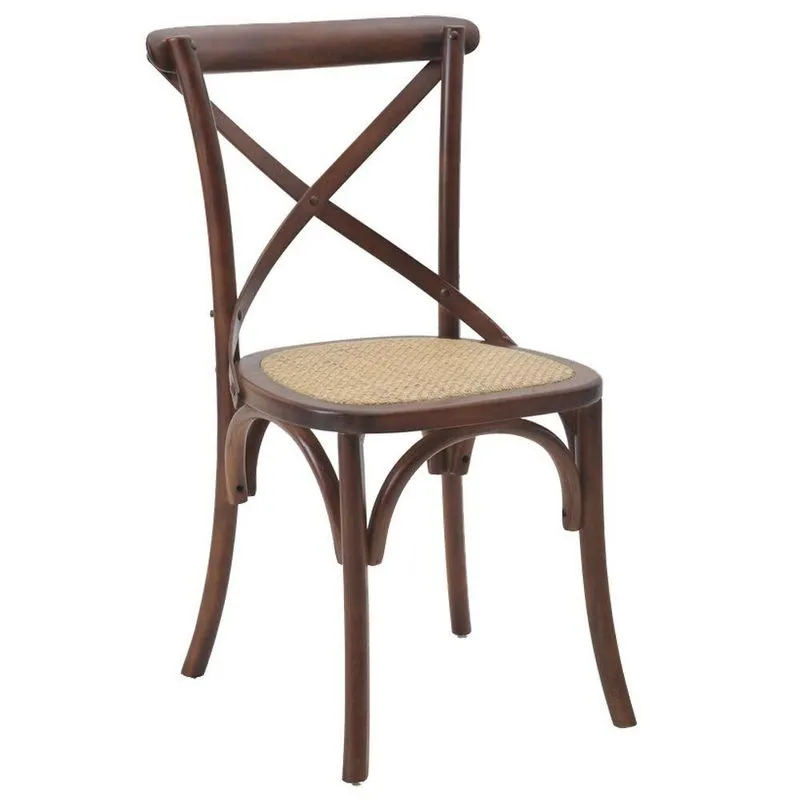 Cadeira Decorativa Danna Rattan Natural Madeira Escura