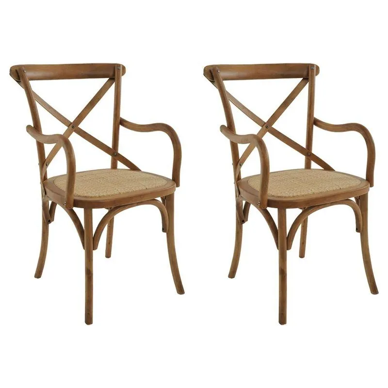 Kit 2 Cadeiras Decorativas Sala De Jantar Cozinha Danna Com Apoio Rattan Natural Bétula - Gran Belo