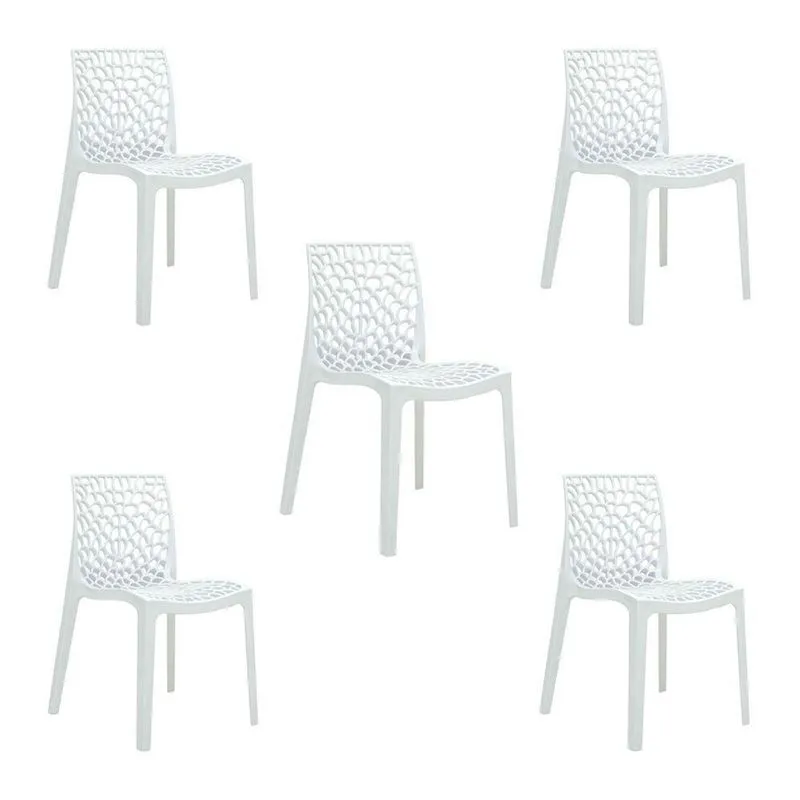 Kit 5 Cadeiras Decorativas Sala E Cozinha Cruzzer Pp Branca