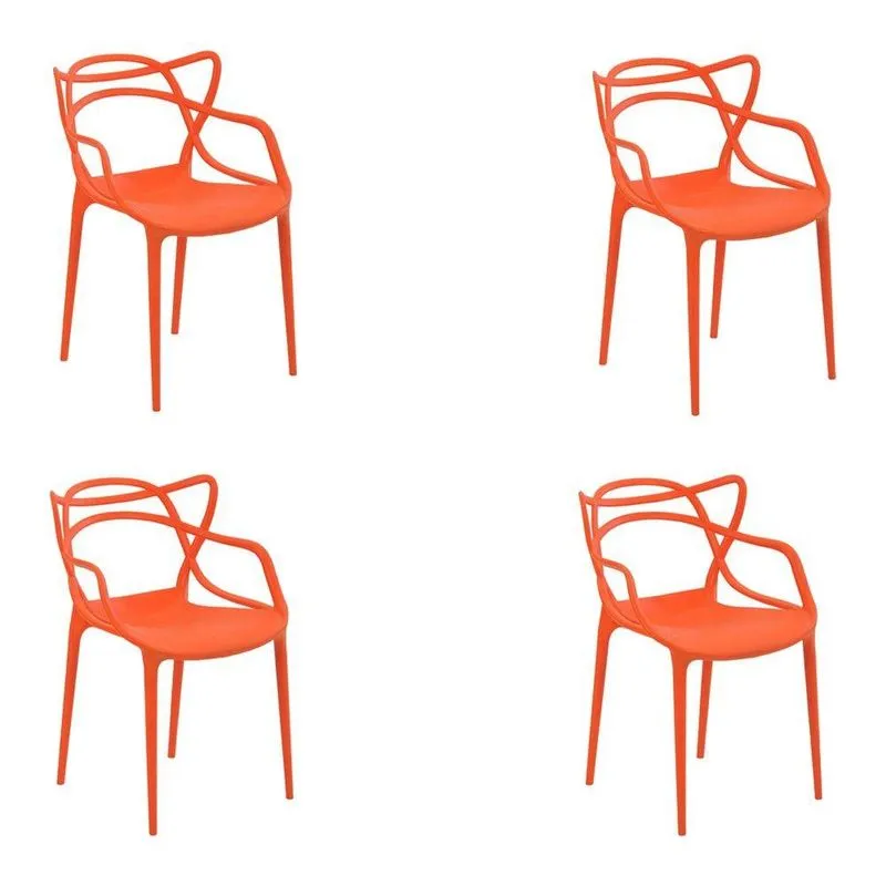 Kit 4 Cadeiras Decorativas Sala e Cozinha Feliti Laranja