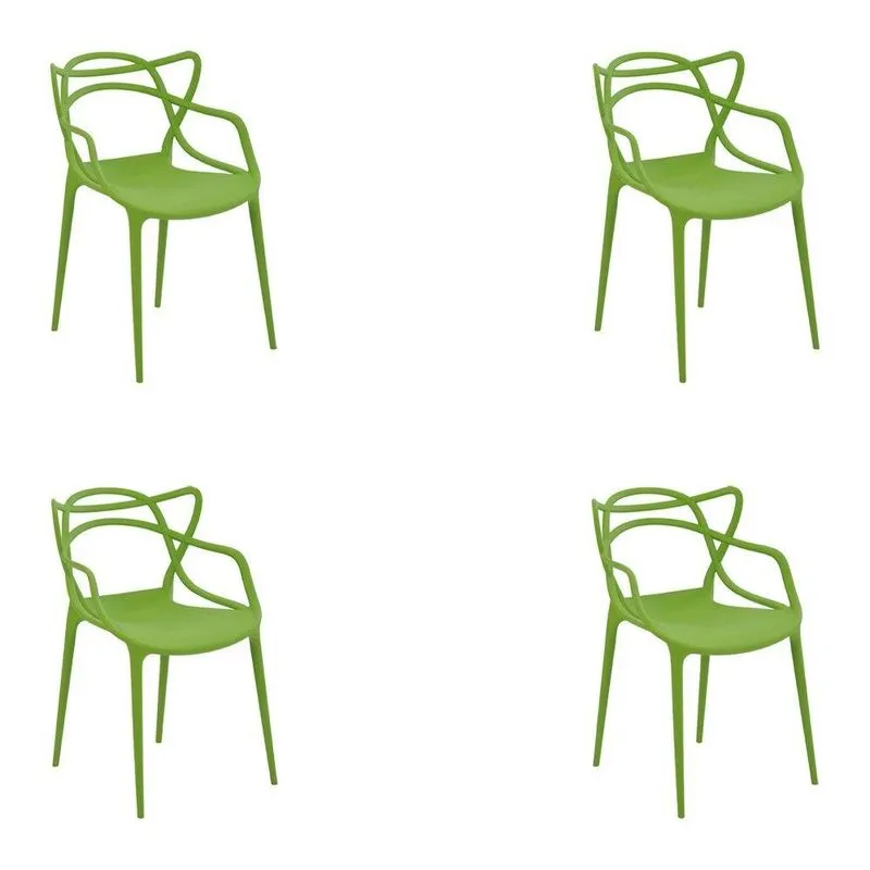 Kit 4 Cadeiras Decorativas Sala e Cozinha Feliti Verde