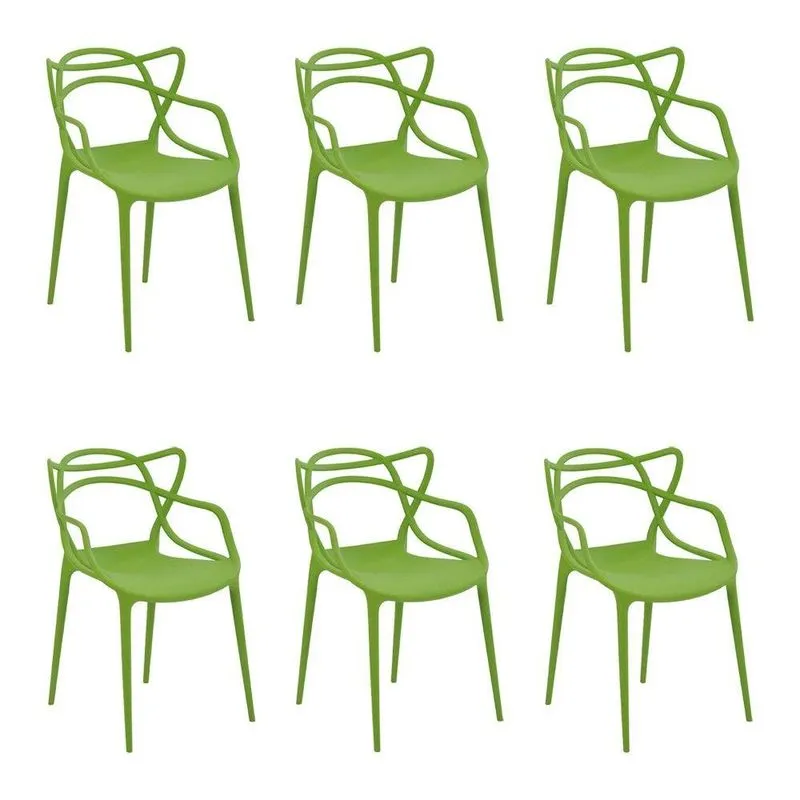 Kit 6 Cadeiras Decorativas Sala e Cozinha Feliti Verde