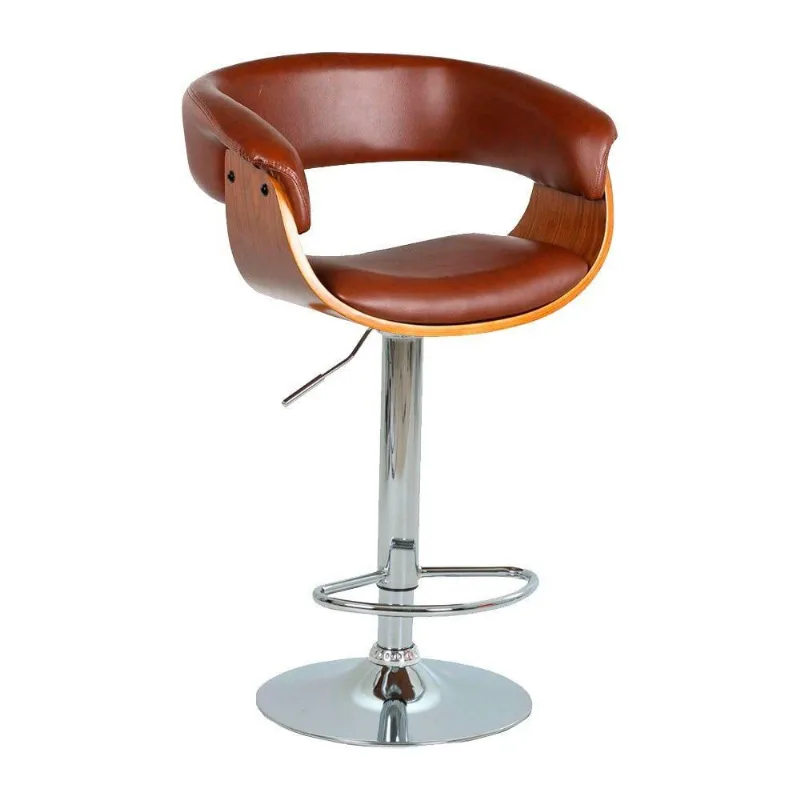 Banqueta Para Cozinha Giratória Brenna Base Disco Pu Marrom