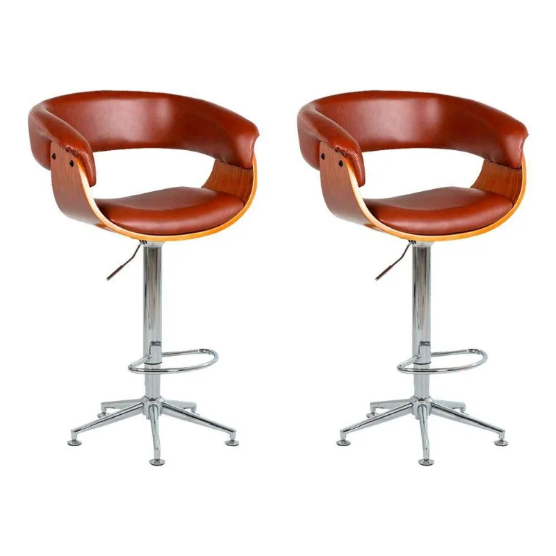 Kit 2 Banquetas Para Cozinha Giratória Base Estrela Marrom