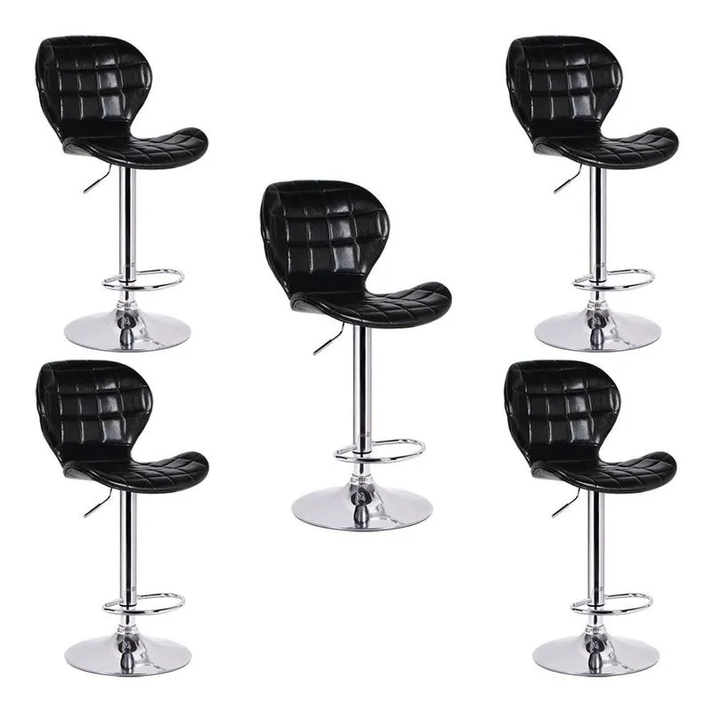 Kit 5 Banquetas Decorativas Sala E Cozinha Born Pu Sintético Preta - Gran Belo