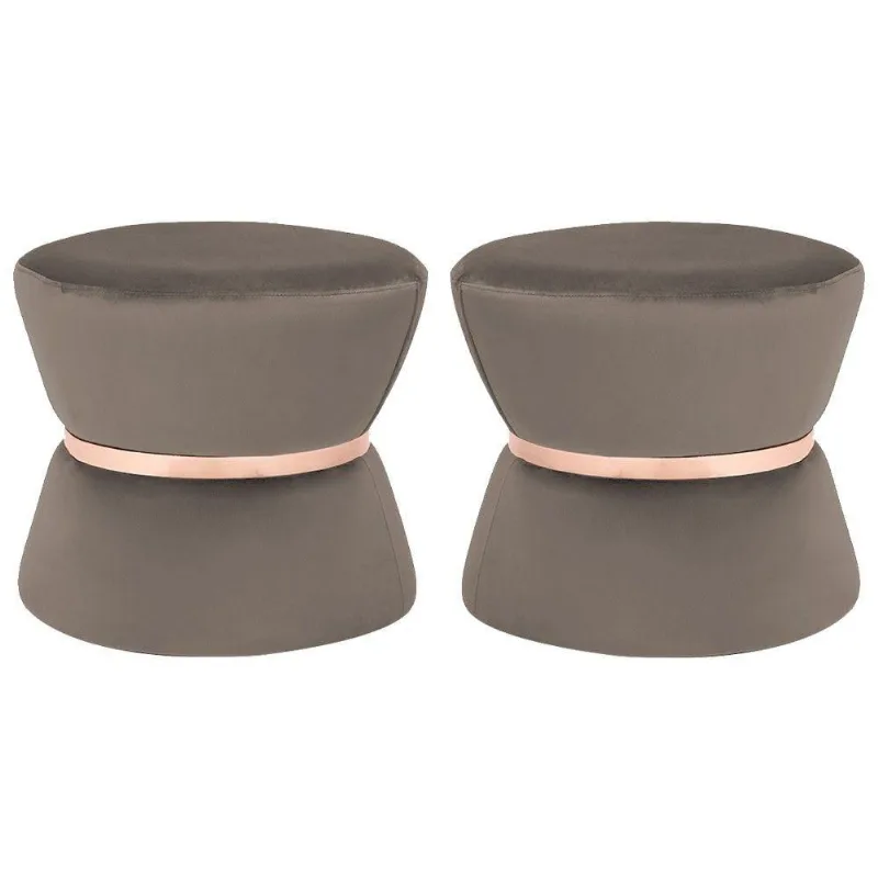 Kit 02 Puffs Sala de Estar 45cm Dhaka Veludo Cappuccino