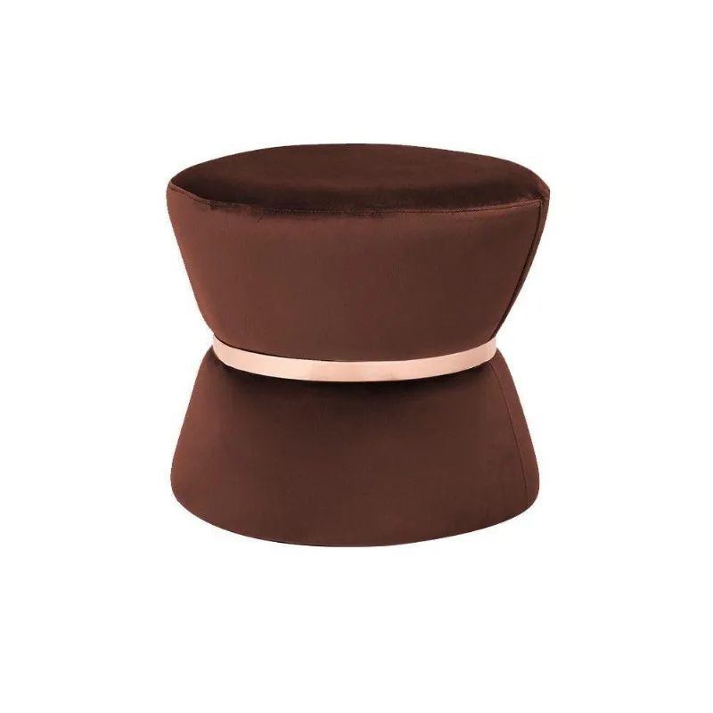 Puff Sala de Estar 45cm Dhaka Veludo Marrom Gran Belo