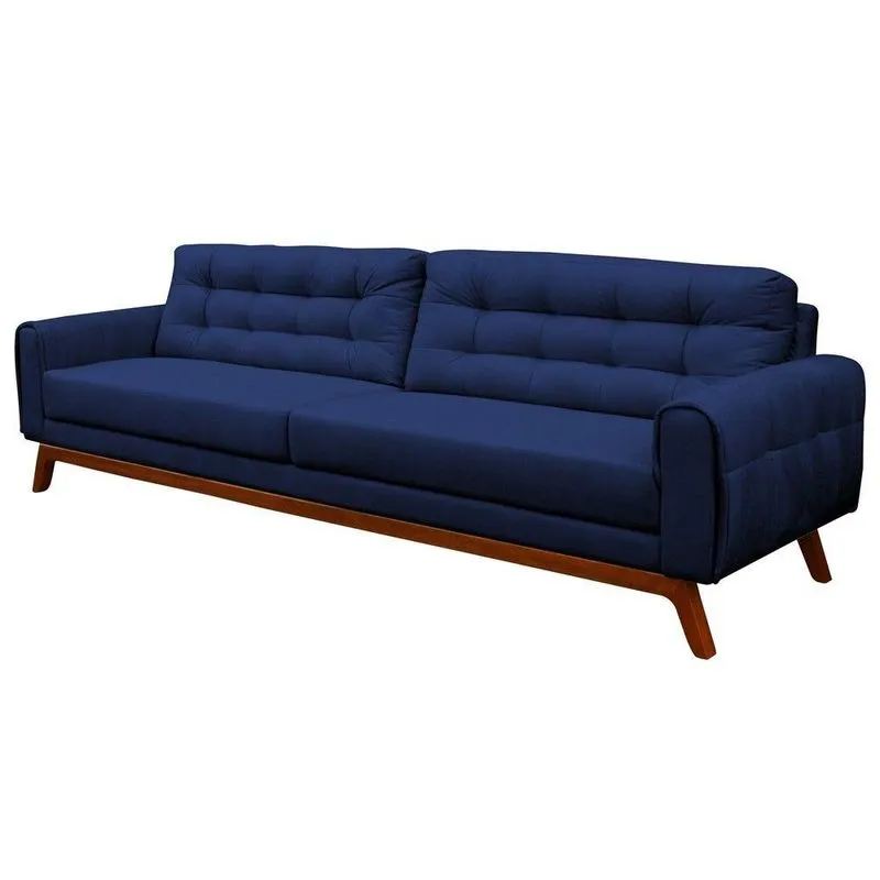 Sofá 3 Lugares Sala de Estar Eros 210cm Veludo Azul