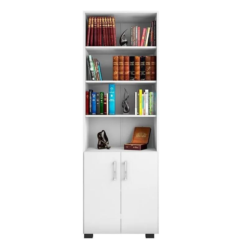 Estante De Livros Alf Branco Texturizado G47 5 Prateleiras Mdf Mdp Para Escritório Gran Belo