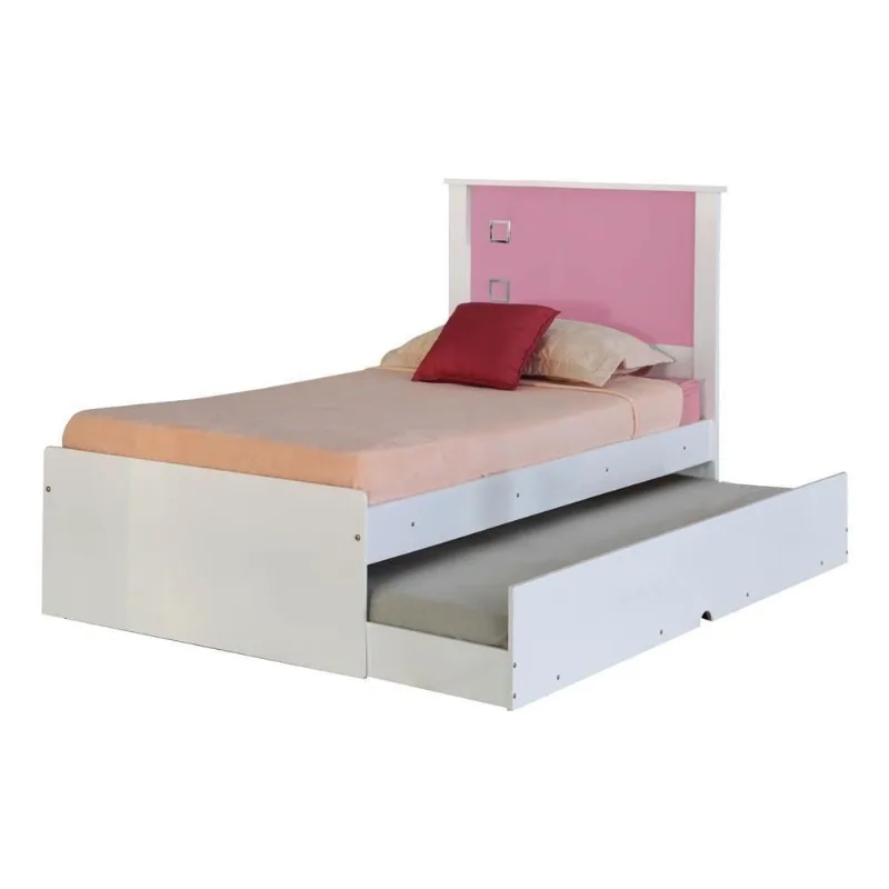 Cama Bibox Solteiro Reino G68 com Cama Auxiliar Estrutura MDF-MDP Branco-rosa Gran Belo - Gran Belo