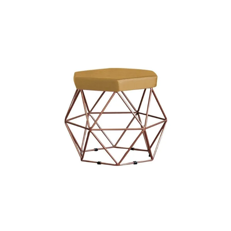 Puff Base Bronze Elsa Suede Mostarda Gran Belo
