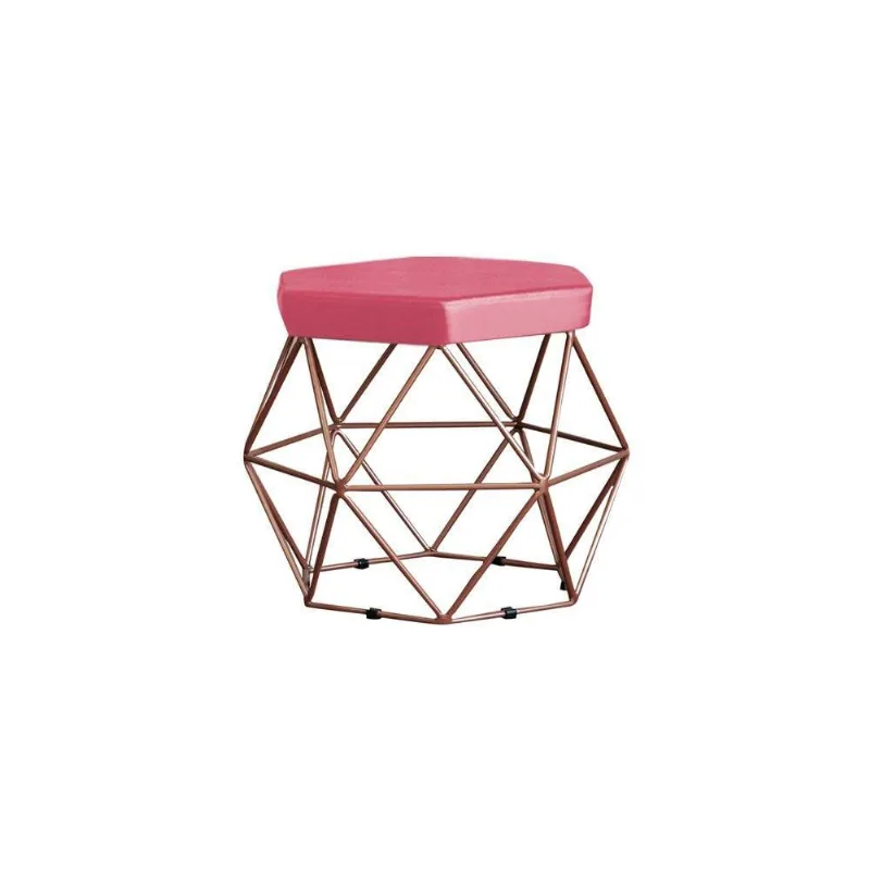 Puff Base Bronze Elsa Suede Rosa Gran Belo