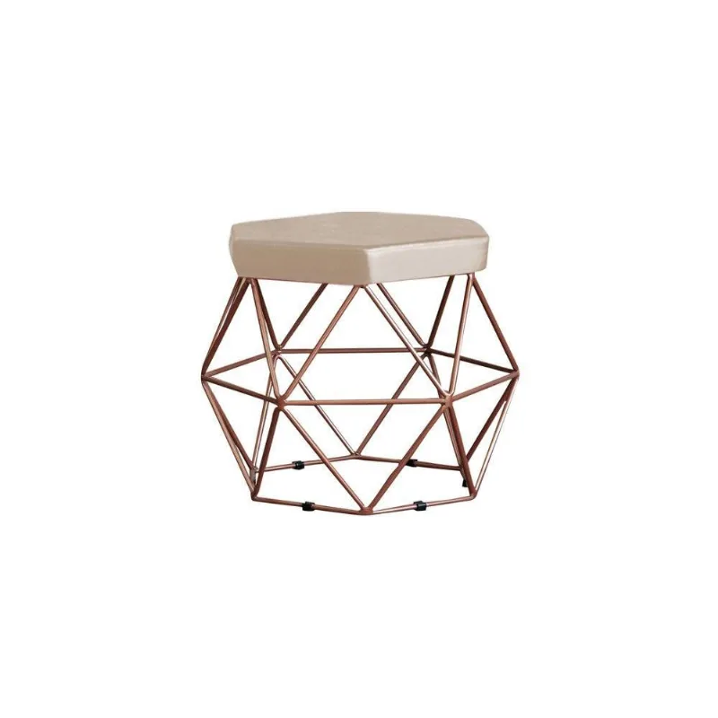 Puff Base Bronze Elsa Veludo Bege Gran Belo