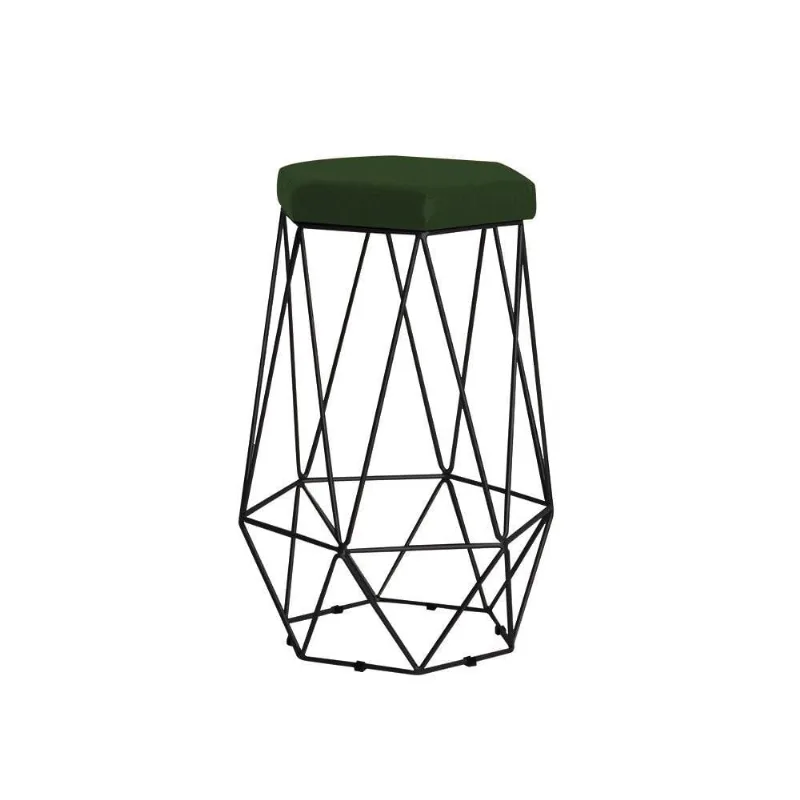 Banqueta Rubel Base Preta Suede Verde Gran Belo
