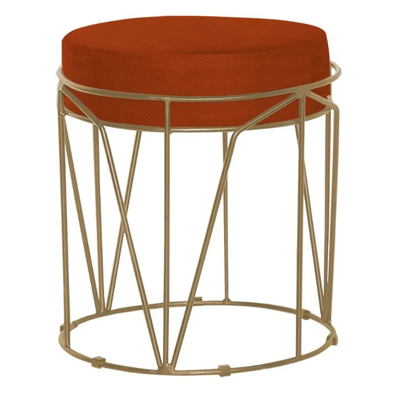 Puff Sala de Estar Base Gold Chloe Suede Telha Gran Belo
