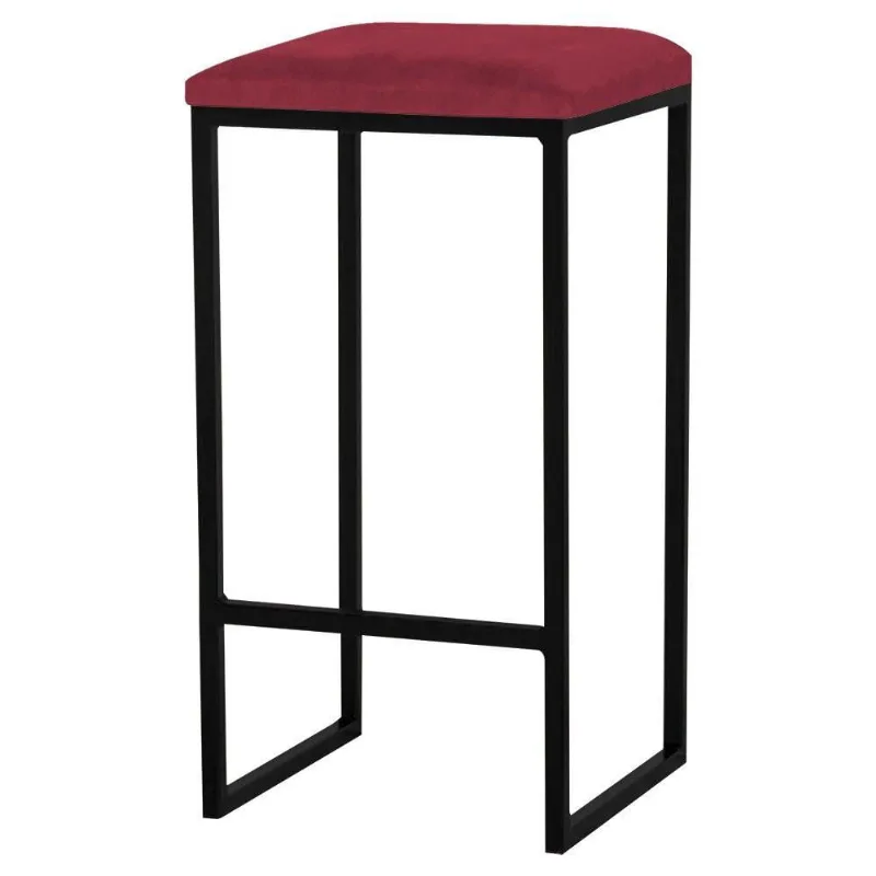 Banqueta Billie Base Preta Suede Bordô Gran Belo