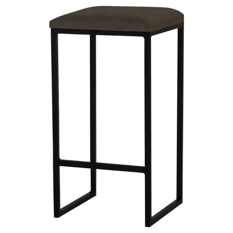 Banqueta Billie Base Preta Suede Marrom Gran Belo