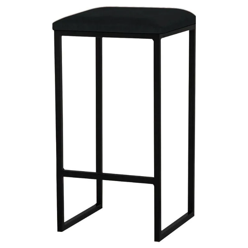 Banqueta Billie Base Preta Suede Preto Gran Belo