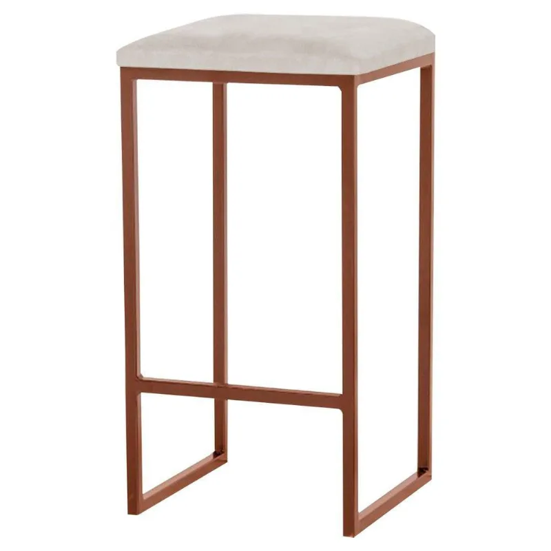 Banqueta Billie Base Bronze Suede Bege Gran Belo