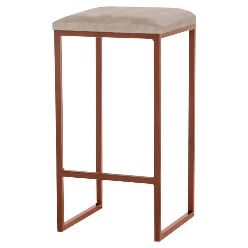Banqueta Billie Base Bronze Suede Cappuccino Gran Belo