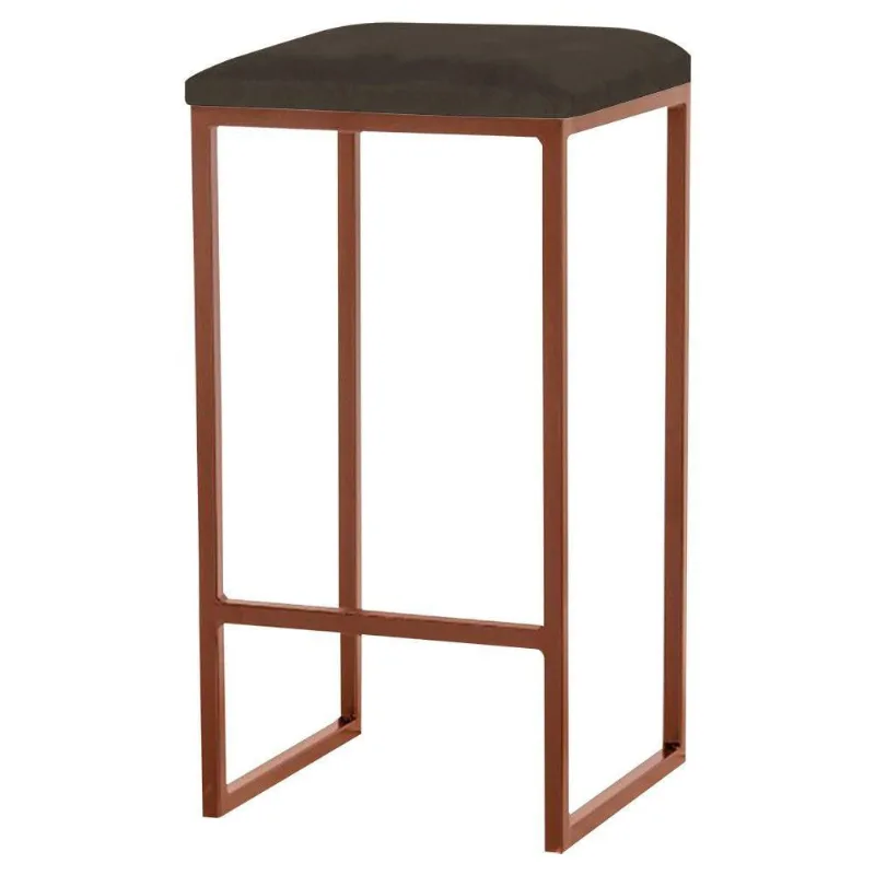 Banqueta Billie Base Bronze Suede Marrom Gran Belo