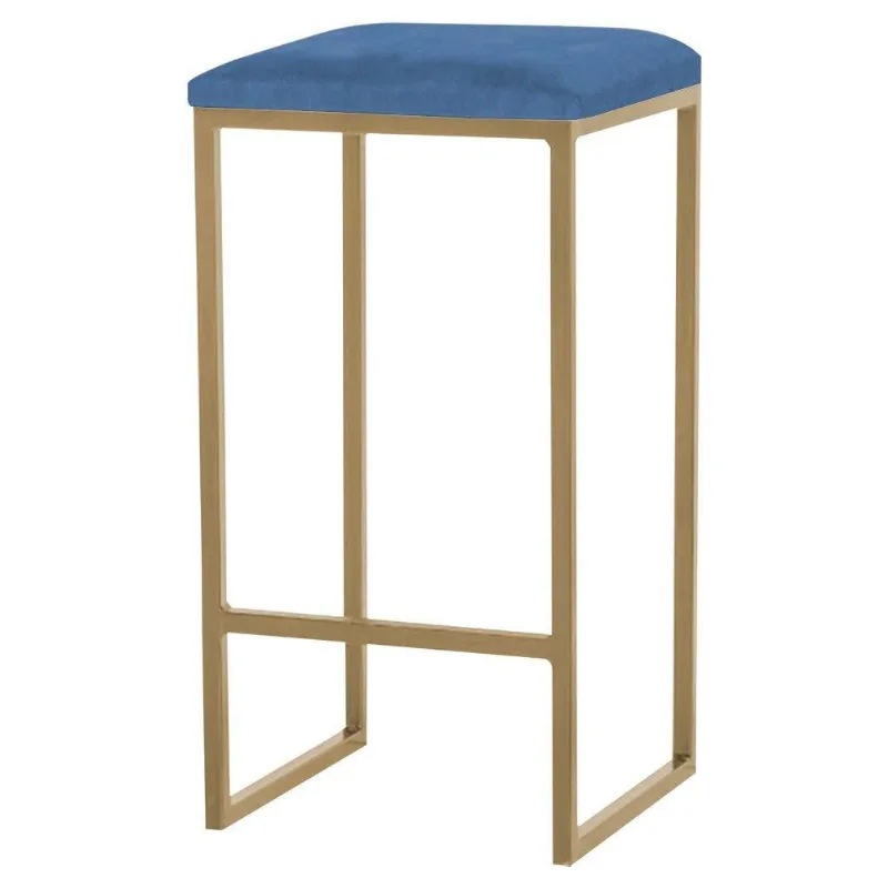 Banqueta Billie Base Gold Suede Azul Marinho Gran Belo