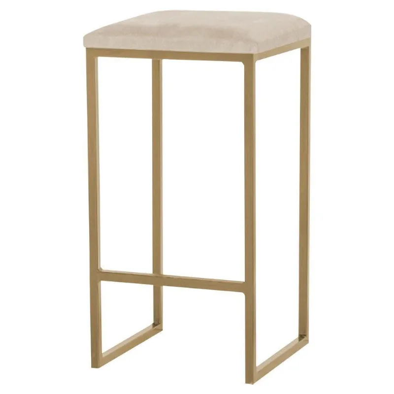 Banqueta Billie Base Gold Veludo Bege Gran Belo - Gran Belo