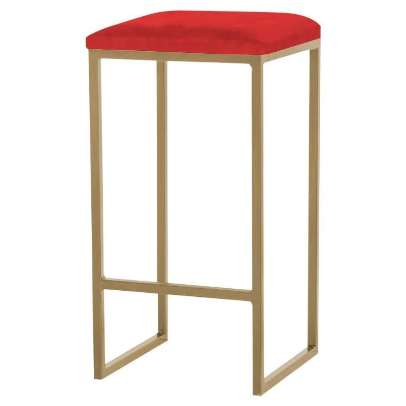 Banqueta Billie Base Gold Veludo Vermelho Gran Belo