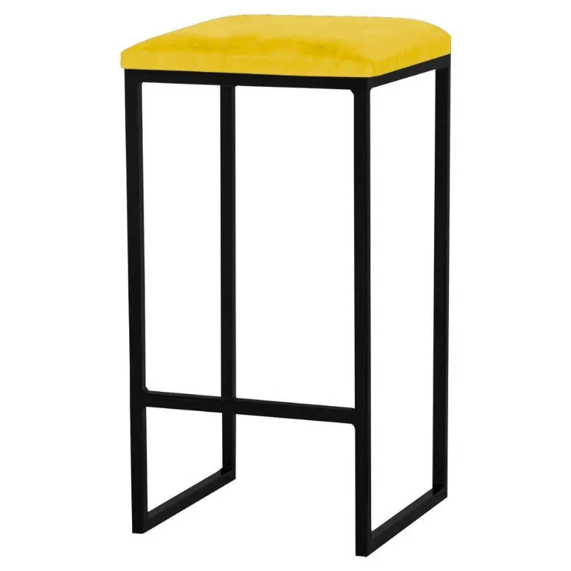 Banqueta Billie Base Preta Suede Amarelo Gran Belo