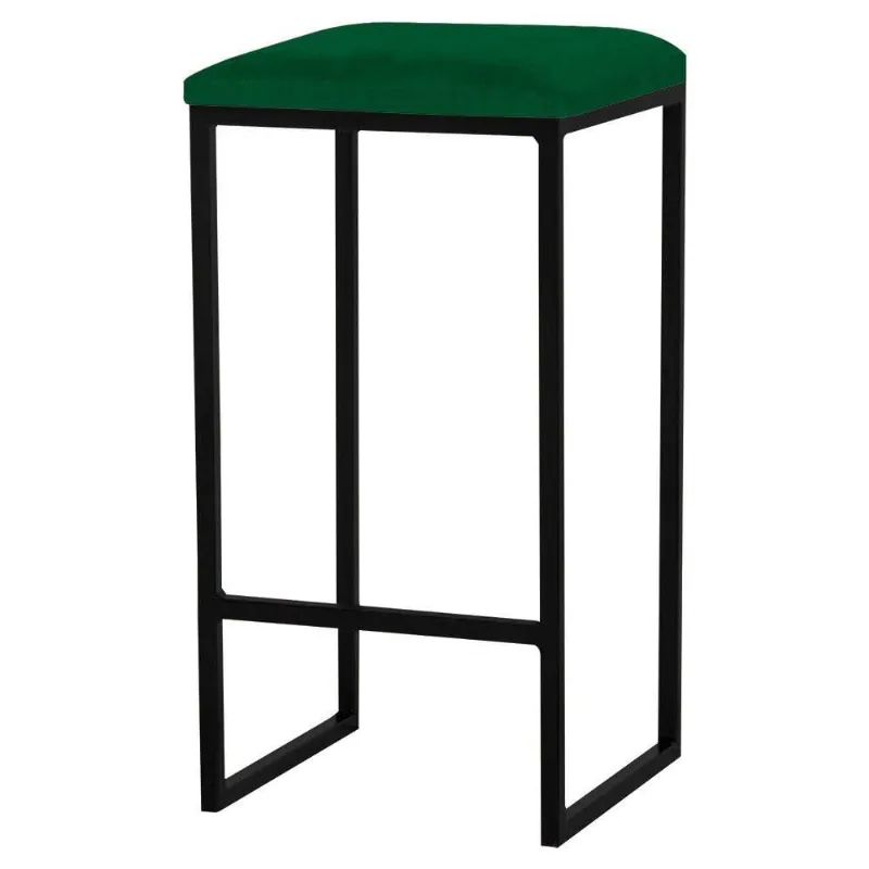 Banqueta Billie Base Preta Suede Verde Gran Belo