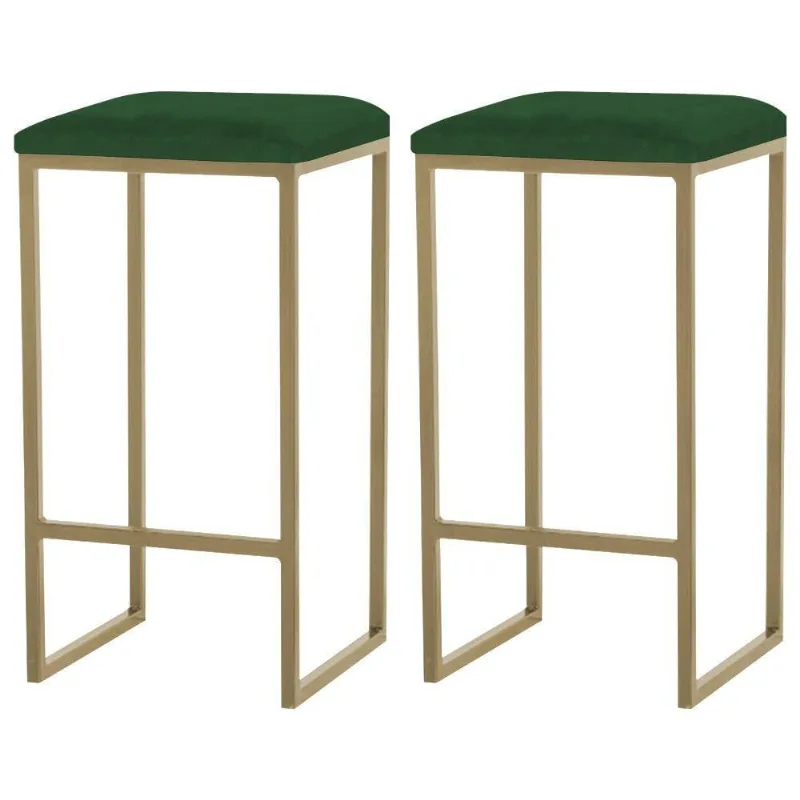 Kit 2 Banqueta Billie Base Gold Suede Verde Gran Belo
