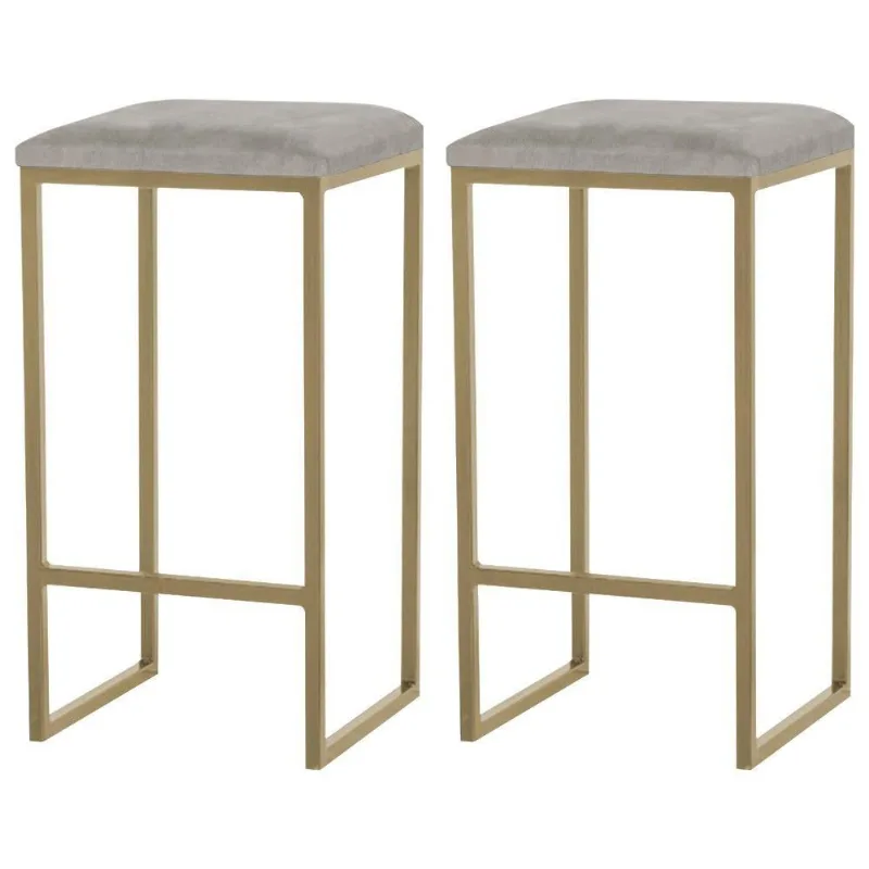 Kit 2 Banqueta Billie Base Gold Veludo Cinza Gran Belo