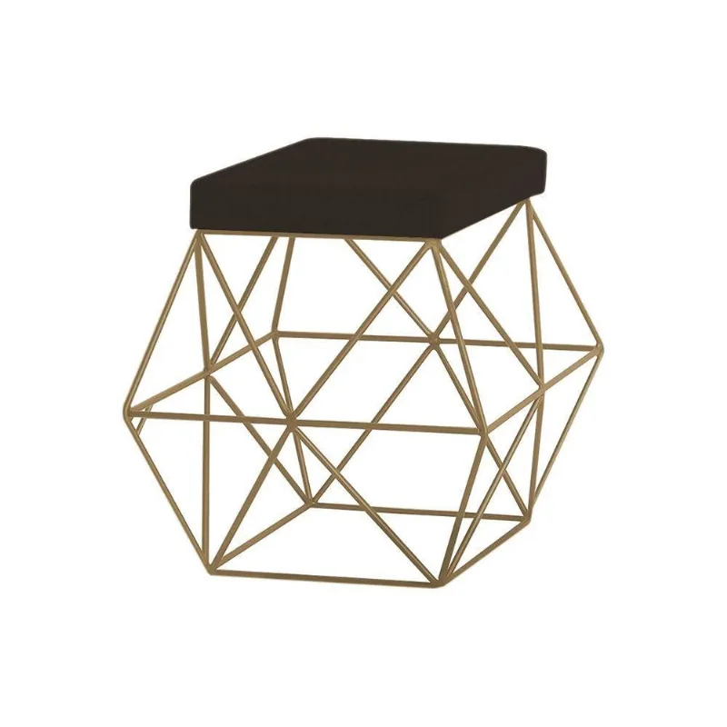 Puff Decorativo Base Gold Trixie Suede Marrom Gran Belo