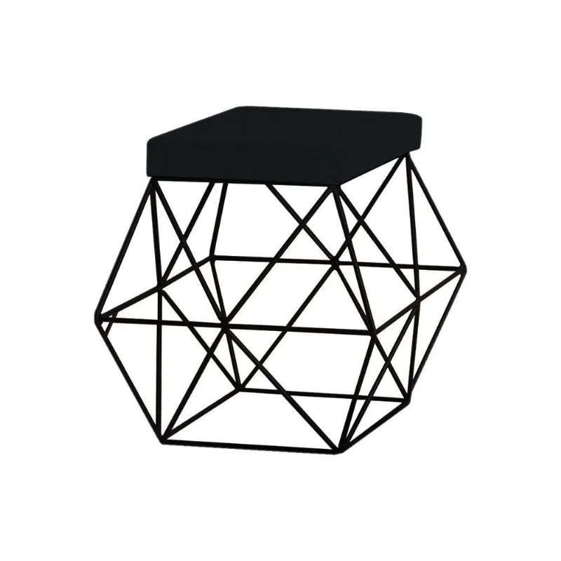 Puff Decorativo Base Preto Trixie Suede Preto Gran Belo