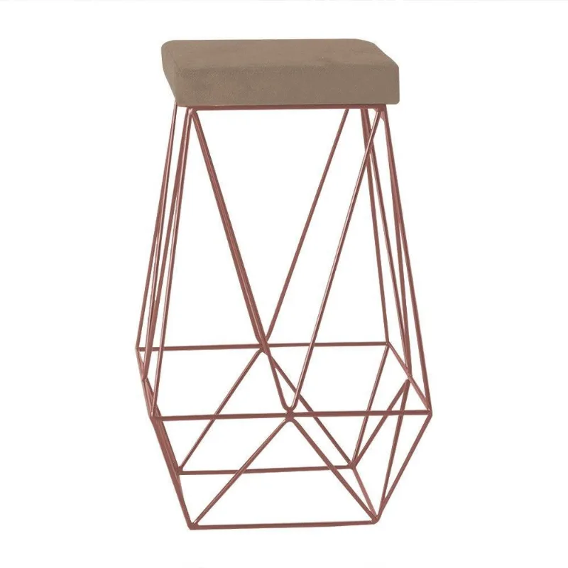 Banqueta Kathy Base Bronze Suede Cappuccino Gran Belo