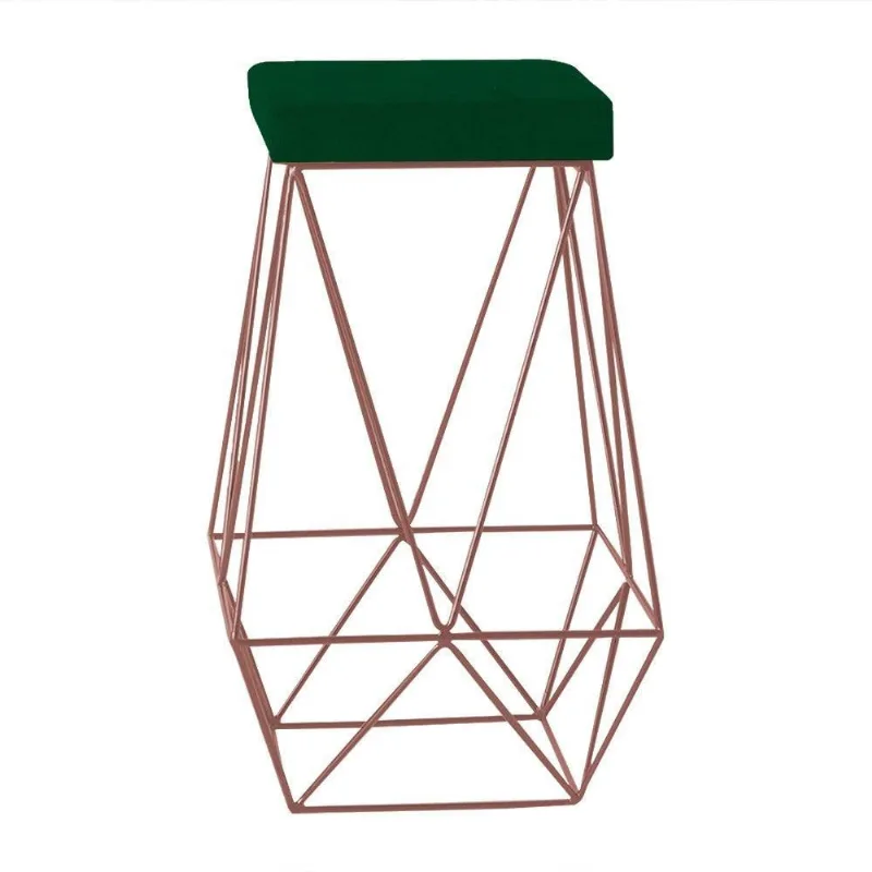 Banqueta Decorativa Kathy Base Bronze Suede Verde Gran Belo