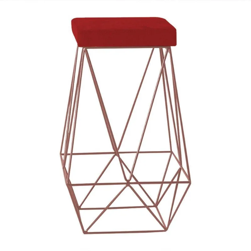 Banqueta Kathy Base Bronze Suede Vermelho Gran Belo
