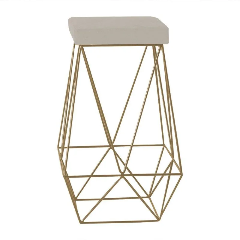 Banqueta Decorativa Kathy Base Gold Suede Bege Gran Belo