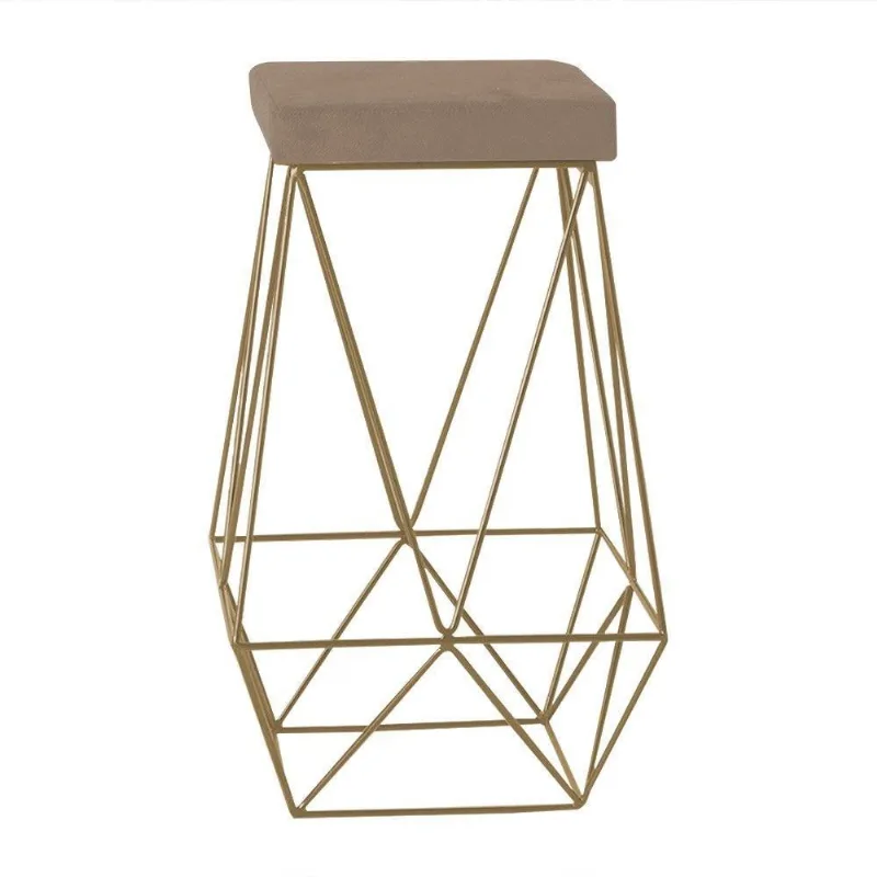 Banqueta Kathy Base Gold Suede Cappuccino Gran Belo