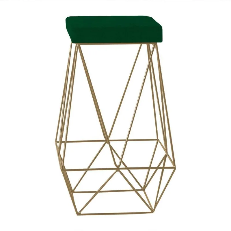 Banqueta Decorativa Kathy Base Gold Suede Verde - Gran Belo