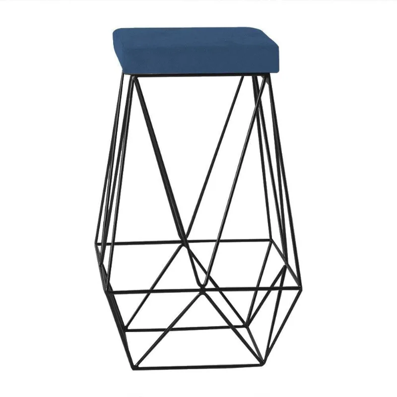Banqueta Kathy Base Preta Suede Azul Marinho Gran Belo