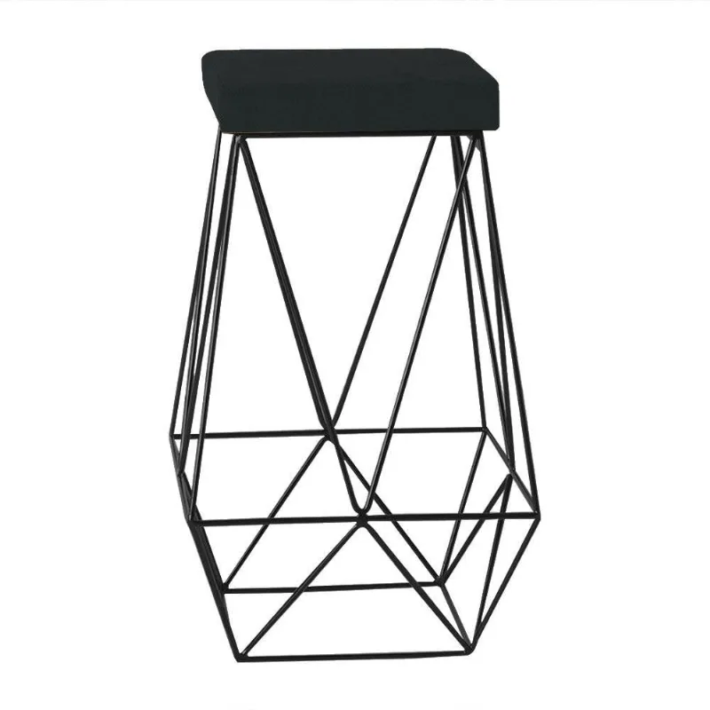 Banqueta Decorativa Kathy Base Preta Suede Preto Gran Belo