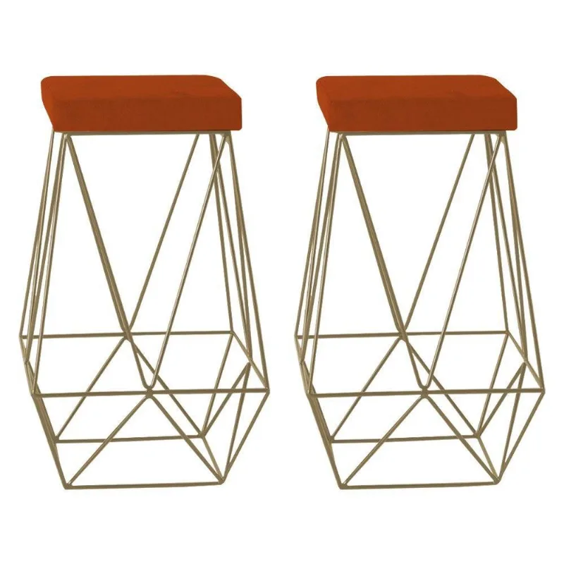 Kit 2 Banquetas Kathy Base Gold Suede Telha Gran Belo