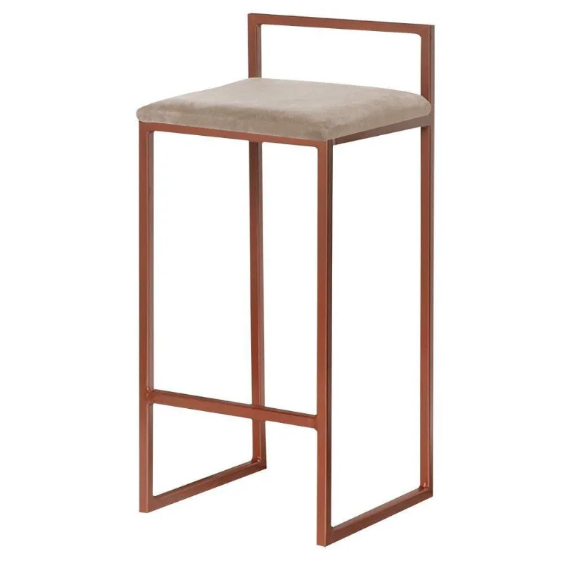 Banqueta Decorativa Jasmine Base Bronze Suede Cappuccino